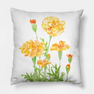 orange Mexican marigold flowers Pillow