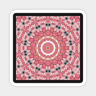 Flower and Hearts valentines and spring Kaleidoscope pattern (Seamless) 10 Magnet