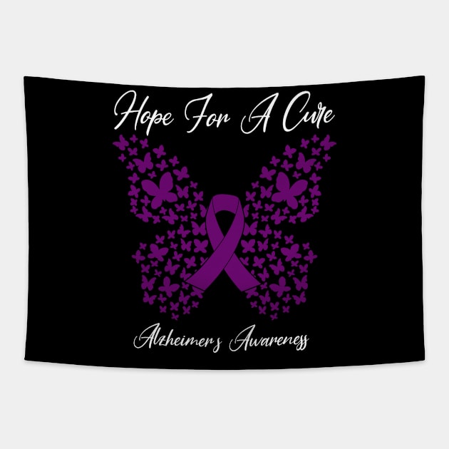 Hope For A Cure Butterfly Gift  Alzheimer's 3 Tapestry by HomerNewbergereq