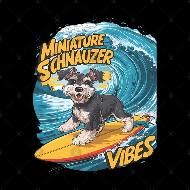 Wave-Riding Miniature Schnauzer Surfing Adventure by coollooks