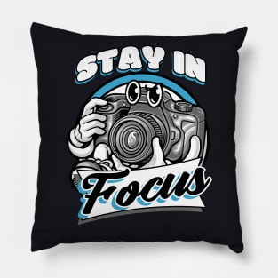 Stay in Focus funny Cartoon Camera Pillow