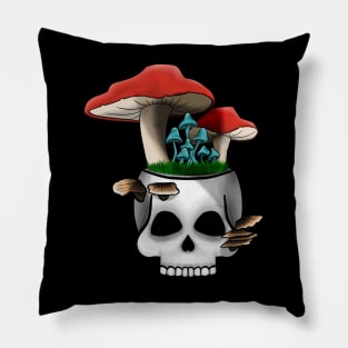 Mushroom Skull Garden Pillow