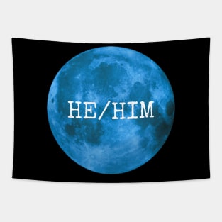 HE HIM Pronouns Blue Moon Tapestry