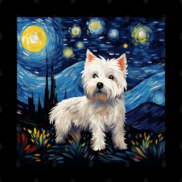 West Highland White Terrier Painted in Van Goh Style by NatashaCuteShop