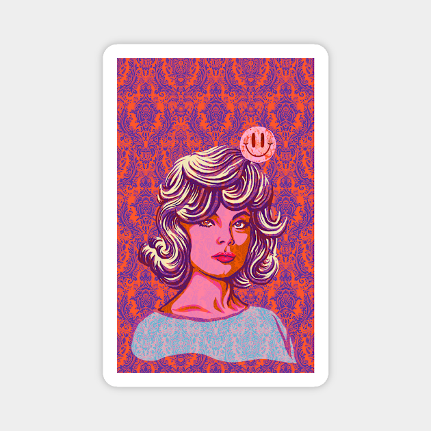 Lady portrait vintage wallpaper - Self Portrait - Magnet | TeePublic