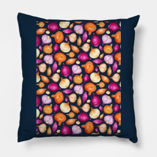 Onions Only on Navy Pillow