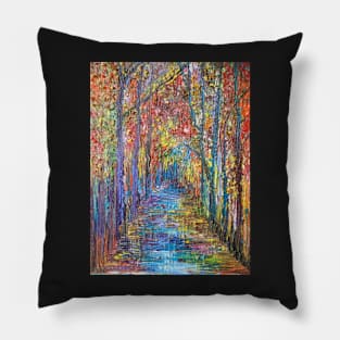 Rainy Woodland Path Pillow