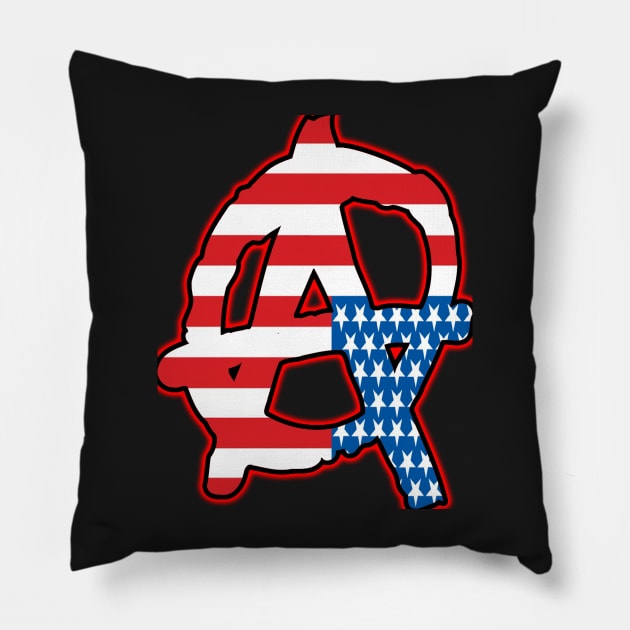 Anarchy (In Distress US Flag Version) Pillow by ZombeeMunkee