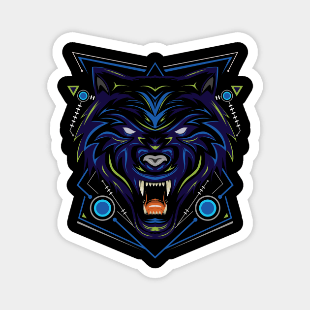 head wolf illustration with dark style Magnet by AGORA studio