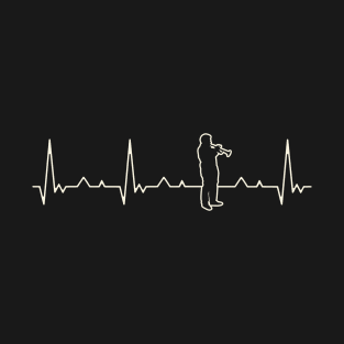 Trumpet Playing Man. Heart. Love. EKG. Pulse. Beat. T-Shirt