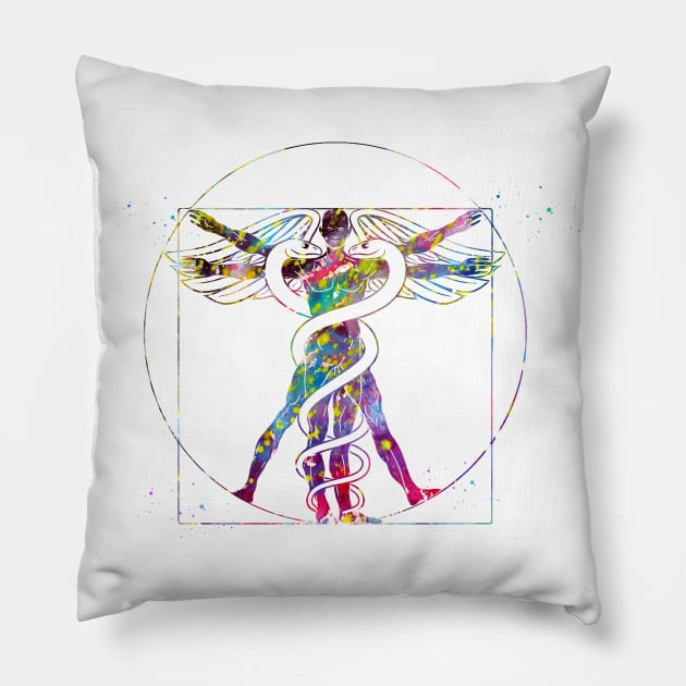 Caduceus medical sign Pillow by erzebeth