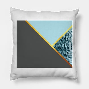 Abstract snake print, color blocking blue, grey Pillow