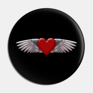 Heart with chromed wings design Pin