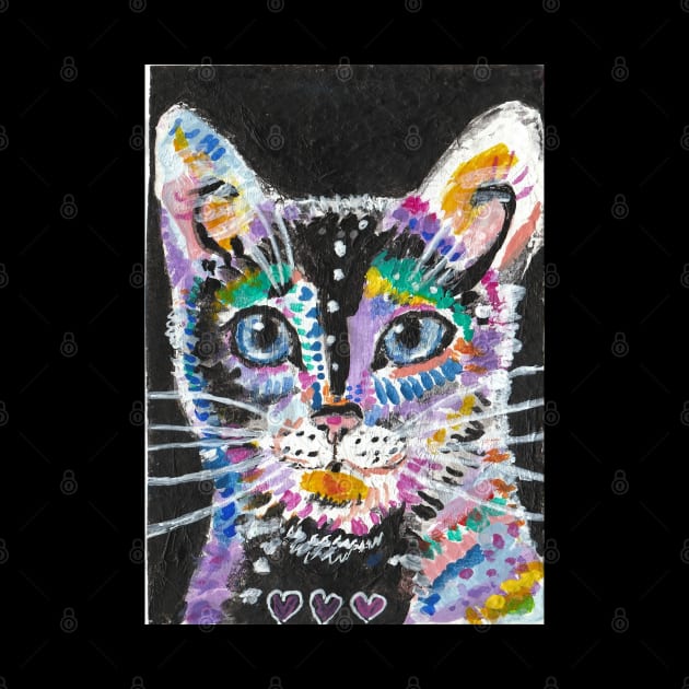 Abstract colorful cat face art by SamsArtworks