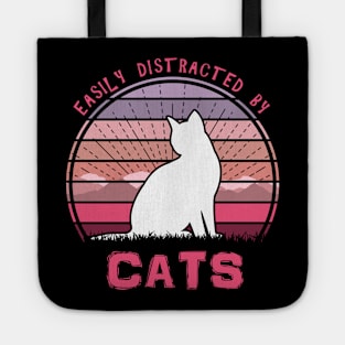 Easily Distracted By Cats Pink Sunset Tote