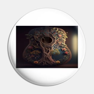 Acoustic Guitar Tree Of Life / Unwind Art Work Design Pin