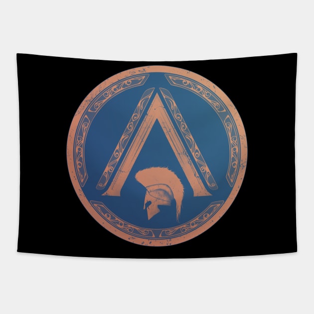 Sparta lambda symbol helmet Tapestry by NicGrayTees