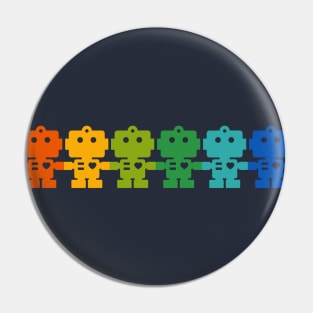 Rainbow Robots holding hands Pin