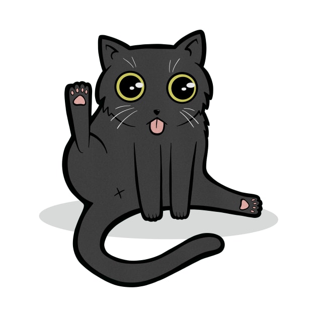 Funny Black Cat Licking Butt by JBeasleyDesigns