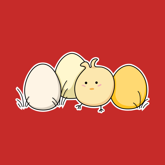 Cute Kawaii Easter Chick and Eggs by freeves