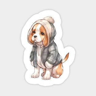 Watercolor Cozy Beagle Dog Magnet