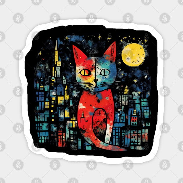 Night city cat Magnet by tatadonets