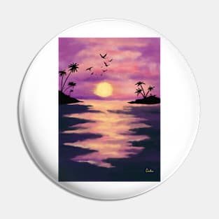 Watercolor sunset Pin