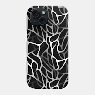 Monochrome Elegance: White Abstract Lines on Black Phone Case