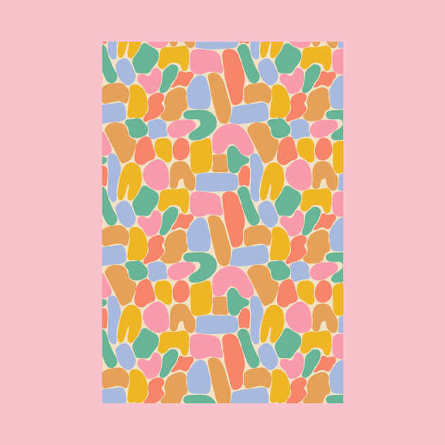 Colorful abstract shapes pattern in vivid tones by Natalisa