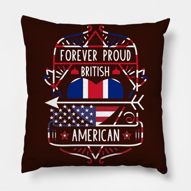 Forever Proud British American - Britain Heart Pillow by Family Heritage Gifts