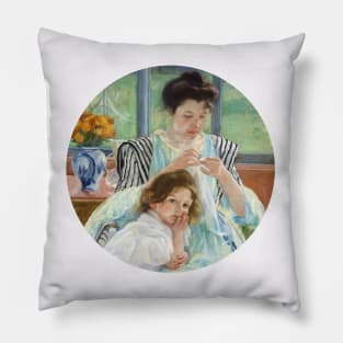 THE BEST KNITTING MOM EVER FINE ART VINTAGE STYLE CHILD AND MOTHER OLD TIMES. Pillow