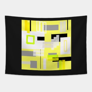 yellow white black silver grey green orange geometric modern art Shower Curtain Tapestry