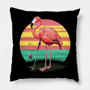 Flamingo Playing Golf Pillow