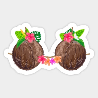 Hawaiian Coconut Shell Bra Funny Halloween Party T' Sticker