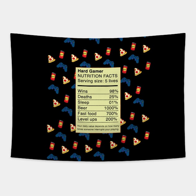 Gamer Nutrition Facts Tapestry by Brash Ideas