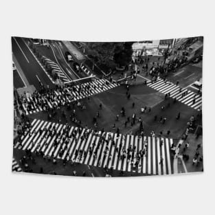 Japan Shibuya Crossing Monochrome Edition Tapestry