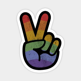 Peace Love Hand Vintage LGBT Flag Magnet