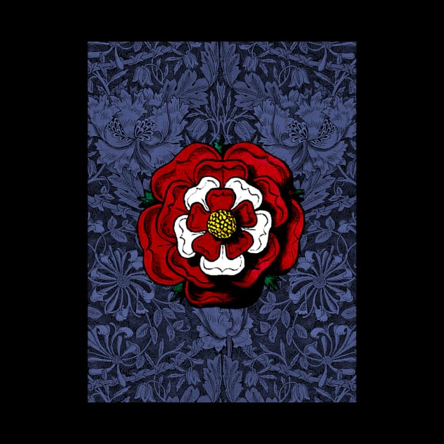 Vintage Tudor Rose Red White and Blue by Pixelchicken