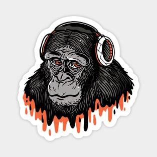 Cool Cartoon Gorilla with Headphones and Drip Magnet