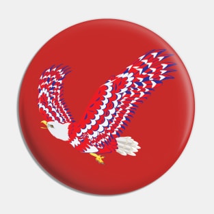 Flying Blue red and white bald eagle Pin