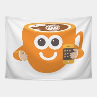 digital coffee cup mascot Tapestry