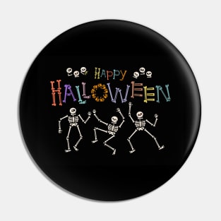 dancing skeletons and happy halloween Pin