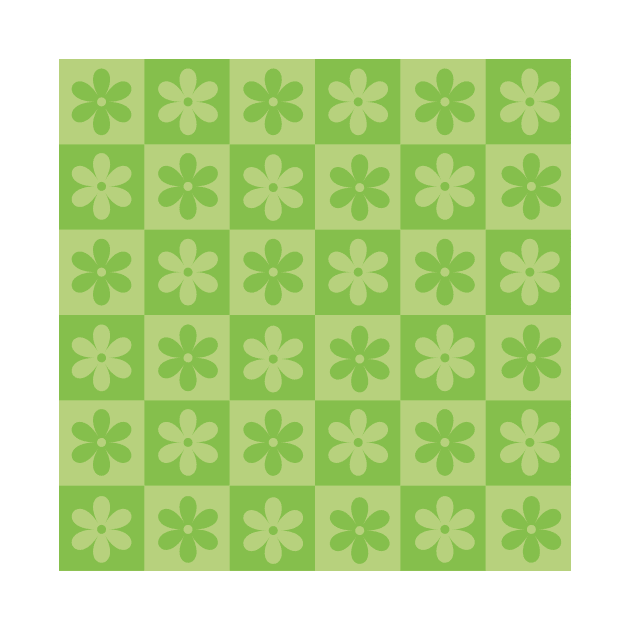 Floral Checkered Pattern in Green by groovyfolk