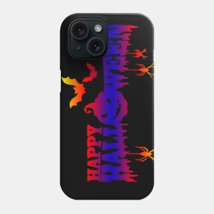 Happy Halloween pumpkin spider and bats Phone Case