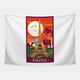 Paris France Vibrant Graphic Print Tapestry