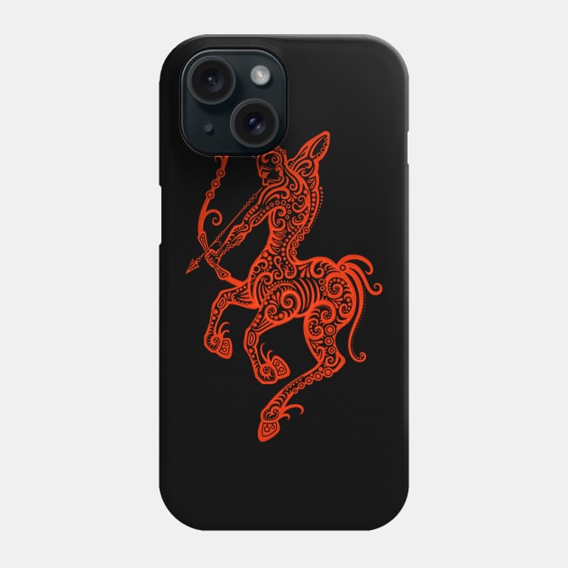 Red Sagittarius Zodiac Sign Phone Case by jeffbartels