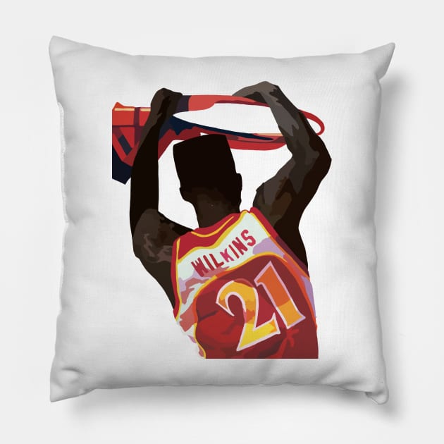 Dominique Wilkins of the Atlanta Hawks Pillow by ActualFactual