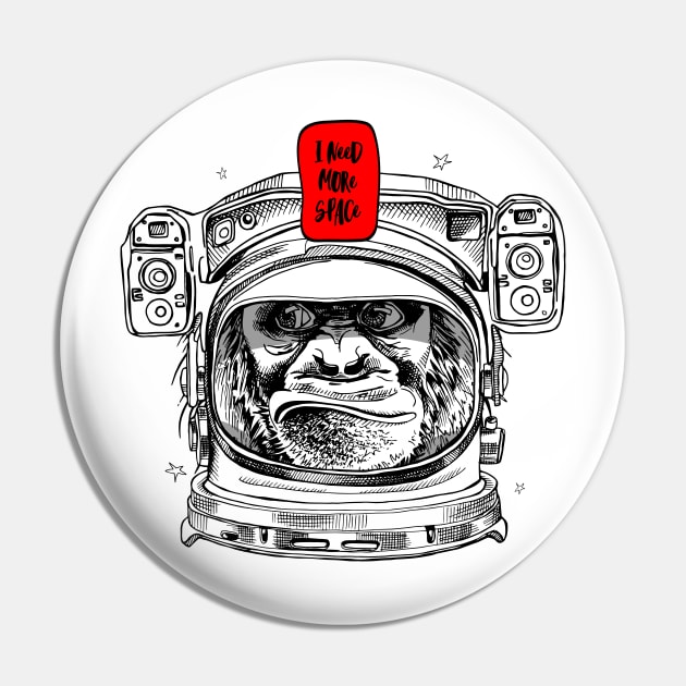 I Need More Space Gaming T-Shirt Astronaut Ape Apparel Pin by CGD