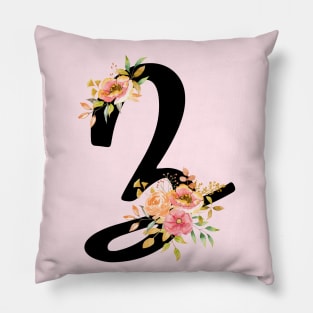 Letter Z With Watercolor Floral Wreath Pillow