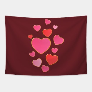 pink hearts with gold border Tapestry